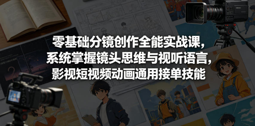 零基础分镜创作全能实战课，系统掌握镜头思维与视听语言，影视短视频动画通用接单技能汇创网-网创项目_汇创网_中创网_福缘网_冒泡网_网创项目平台汇创网