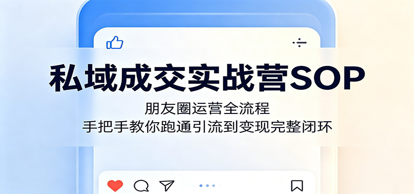 私域成交实战营SOP：朋友圈运营全流程，手把手教你跑通引流到变现完整闭环汇创网-网创项目_汇创网_中创网_福缘网_冒泡网_网创项目平台汇创网