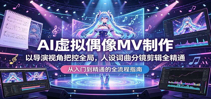AI虚拟偶像MV制作：以导演视角把控全局，人设词曲分镜剪辑全精通汇创网-网创项目_汇创网_中创网_福缘网_冒泡网_网创项目平台汇创网