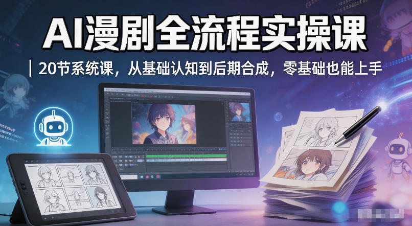 AI漫剧全流程实操课｜20节系统课，从基础认知到后期合成，零基础也能上手汇创网-网创项目_汇创网_中创网_福缘网_冒泡网_网创项目平台汇创网