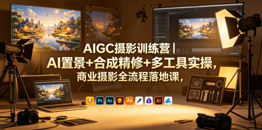 AIGC摄影训练营｜AI置景+合成精修+多工具实操，商业摄影全流程落地课汇创网-网创项目_汇创网_中创网_福缘网_冒泡网_网创项目平台汇创网