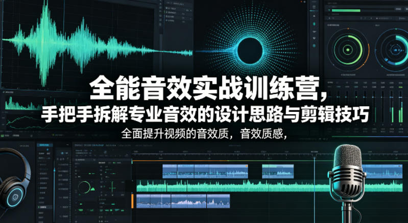 全能音效实战训练营，手把手拆解专业音效的设计思路与剪辑技巧，全面提升视频的音效质感汇创网-网创项目_汇创网_中创网_福缘网_冒泡网_网创项目平台汇创网