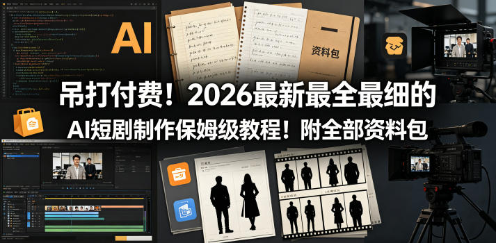 吊打付费！2026最新最全最细的AI短剧制作保姆级教程！附全部资料包汇创网-网创项目_汇创网_中创网_福缘网_冒泡网_网创项目平台汇创网