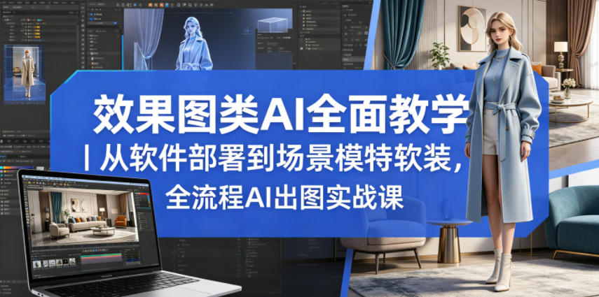 效果图类AI全面教学｜从软件部署到场景模特软装，全流程AI出图实战课汇创网-网创项目_汇创网_中创网_福缘网_冒泡网_网创项目平台汇创网