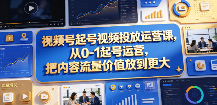 视频号起号视频投放运营课，从0-1起号运营，把内容流量价值放到更大汇创网-网创项目_汇创网_中创网_福缘网_冒泡网_网创项目平台汇创网