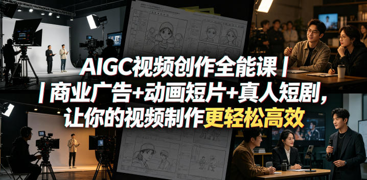 AIGC视频创作全能课｜商业广告+动画短片+真人短剧，让你的视频制作更轻松高效汇创网-网创项目_汇创网_中创网_福缘网_冒泡网_网创项目平台汇创网