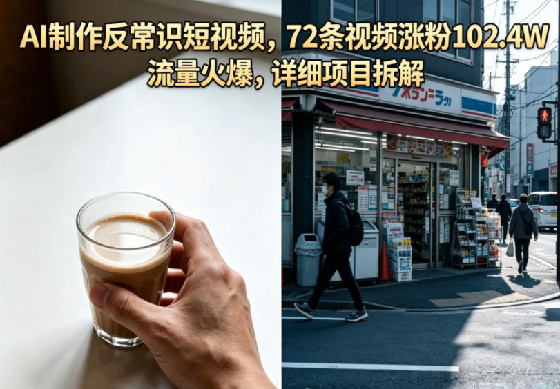 AI制作反常识短视频，72条视频涨粉102.4W，流量火爆，详细项目拆解汇创网-网创项目_汇创网_中创网_福缘网_冒泡网_网创项目平台汇创网