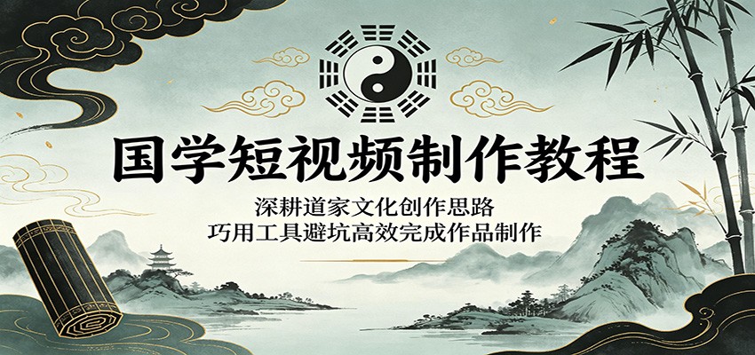 国学短视频制作教程：深耕道家文化创作思路，巧用工具避坑高效完成作品制作汇创网-网创项目_汇创网_中创网_福缘网_冒泡网_网创项目平台汇创网