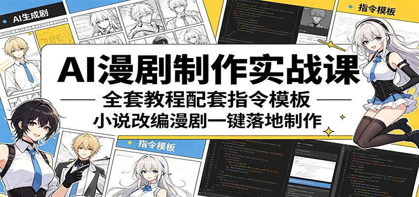 AI漫剧制作实战课：全套教程配套指令模板，小说改编漫剧一键落地制作汇创网-网创项目_汇创网_中创网_福缘网_冒泡网_网创项目平台汇创网
