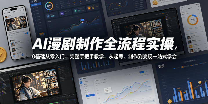 AI漫剧制作全流程实操，0基础从零入门，完整手把手教学，从起号、制作到变现一站式学会汇创网-网创项目_汇创网_中创网_福缘网_冒泡网_网创项目平台汇创网