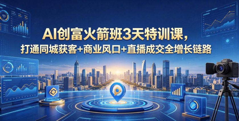 AI创富火箭班3天特训课，打通同城获客+商业风口+直播成交全增长链路，2026年4月新课汇创网-网创项目_汇创网_中创网_福缘网_冒泡网_网创项目平台汇创网