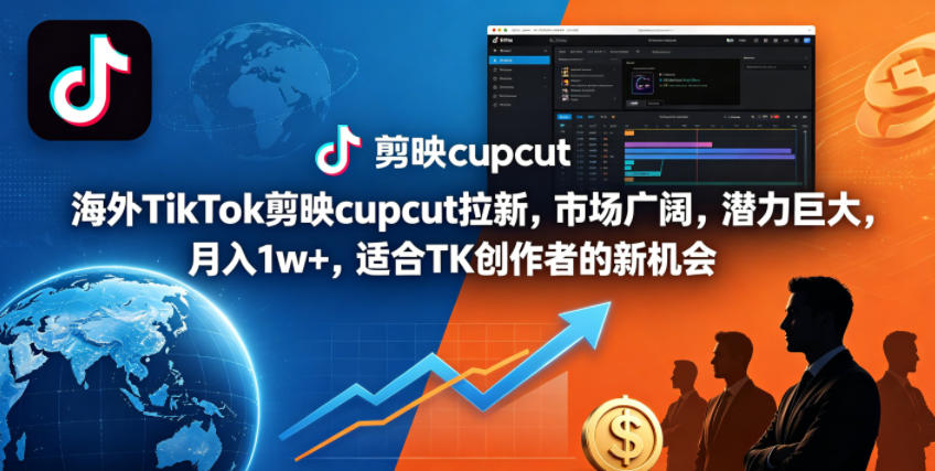 海外TikTok剪映cupcut拉新，市场广阔，潜力巨大，月入1w+，适合TK创作者的新机会汇创网-网创项目_汇创网_中创网_福缘网_冒泡网_网创项目平台汇创网