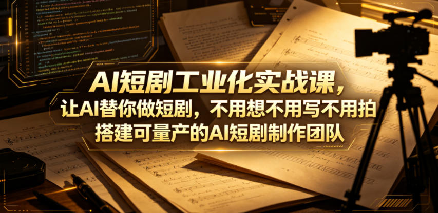 AI短剧工业化实战课，让AI替你做短剧，不用想不用写不用拍，搭建可量产的AI短剧制作团队汇创网-网创项目_汇创网_中创网_福缘网_冒泡网_网创项目平台汇创网