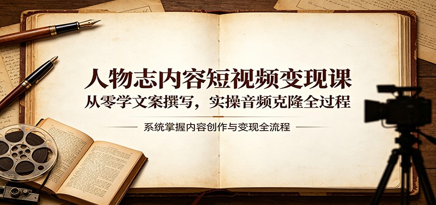 人物志内容短视频变现课：从零学文案撰写，实操音频克隆全过程汇创网-网创项目_汇创网_中创网_福缘网_冒泡网_网创项目平台汇创网