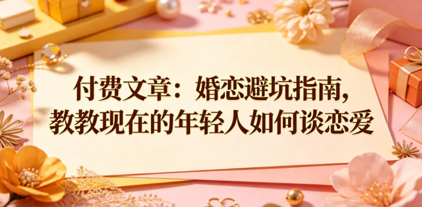 付费文章：婚恋避坑指南，教教现在的年轻人如何谈恋爱汇创网-网创项目_汇创网_中创网_福缘网_冒泡网_网创项目平台汇创网