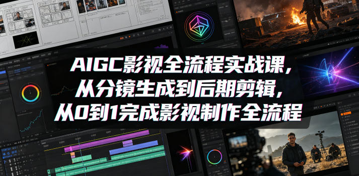 AIGC影视全流程实战课，从分镜生成到后期剪辑，从0到1完成影视制作全流程汇创网-网创项目_汇创网_中创网_福缘网_冒泡网_网创项目平台汇创网
