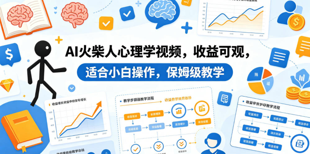AI火柴人心理学视频，收益可观，适合小白操作，保姆级教学汇创网-网创项目_汇创网_中创网_福缘网_冒泡网_网创项目平台汇创网
