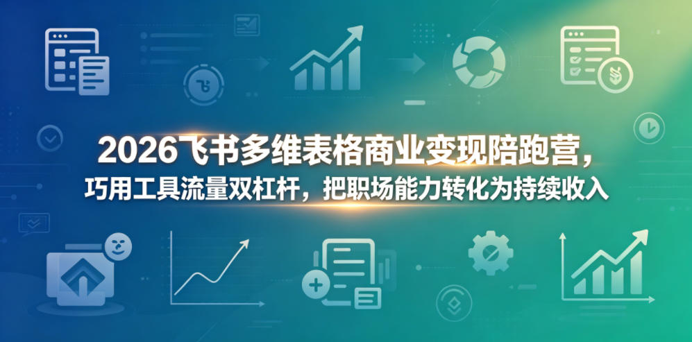2026飞书多维表格商业变现陪跑营，巧用工具流量双杠杆，把职场能力转化为持续收入汇创网-网创项目_汇创网_中创网_福缘网_冒泡网_网创项目平台汇创网