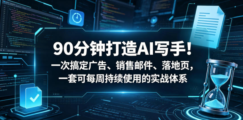 90分钟打造AI写手！一次搞定广告、销售邮件、落地页，一套可每周持续使用的实战体系【原创双语字幕】汇创网-网创项目_汇创网_中创网_福缘网_冒泡网_网创项目平台汇创网
