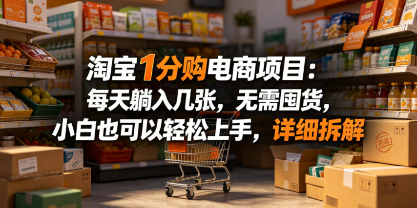 淘宝1分购电商项目:每天躺入几张,无需囤货,小白也可以轻松上手,详细拆解汇创网-网创项目_汇创网_中创网_福缘网_冒泡网_网创项目平台汇创网
