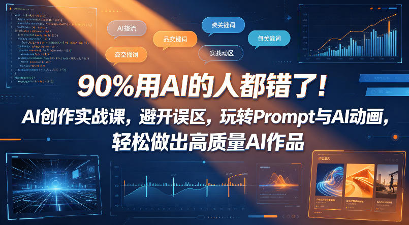 90%用AI的人都错了！AI创作实战课，避开误区，玩转Prompt与AI动画，轻松做出高质量AI作品汇创网-网创项目_汇创网_中创网_福缘网_冒泡网_网创项目平台汇创网
