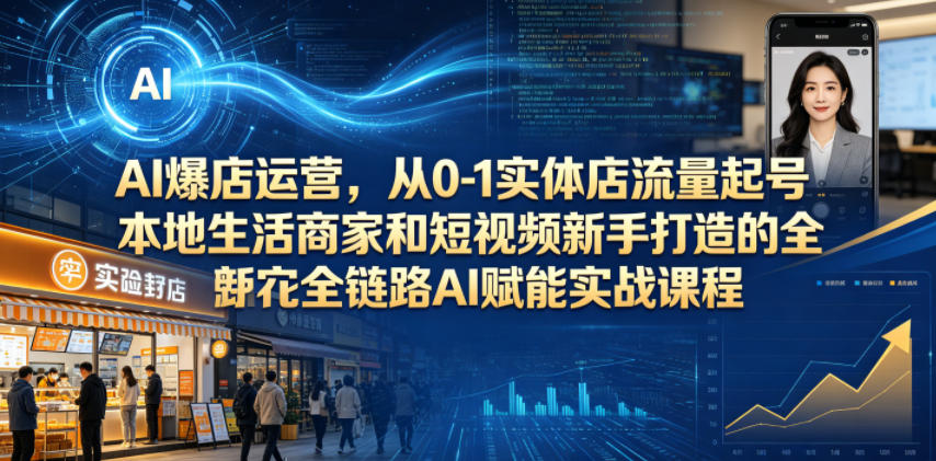 AI爆店运营，从0-1实体店流量起号，本地生活商家和短视频新手打造的全链路AI赋能实战课程汇创网-网创项目_汇创网_中创网_福缘网_冒泡网_网创项目平台汇创网