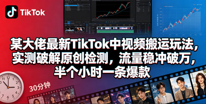某大佬最新TikTok中视频搬运玩法，实测破解原创检测，流量稳冲破万，半个小时一条爆款汇创网-网创项目_汇创网_中创网_福缘网_冒泡网_网创项目平台汇创网