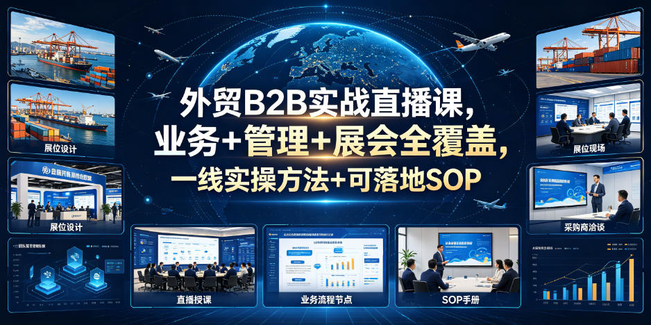 外贸B2B实战直播课，业务+管理+展会全覆盖，一线实操方法+可落地SOP汇创网-网创项目_汇创网_中创网_福缘网_冒泡网_网创项目平台汇创网