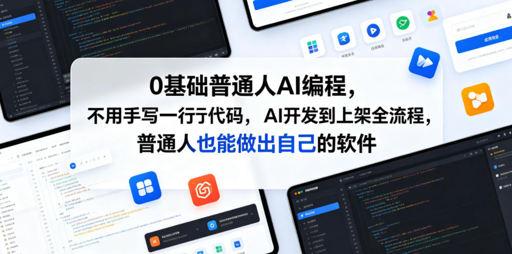 0基础普通人AI编程，不用手写一行代码，AI开发到上架全流程，普通人也能做出自己的软件汇创网-网创项目_汇创网_中创网_福缘网_冒泡网_网创项目平台汇创网