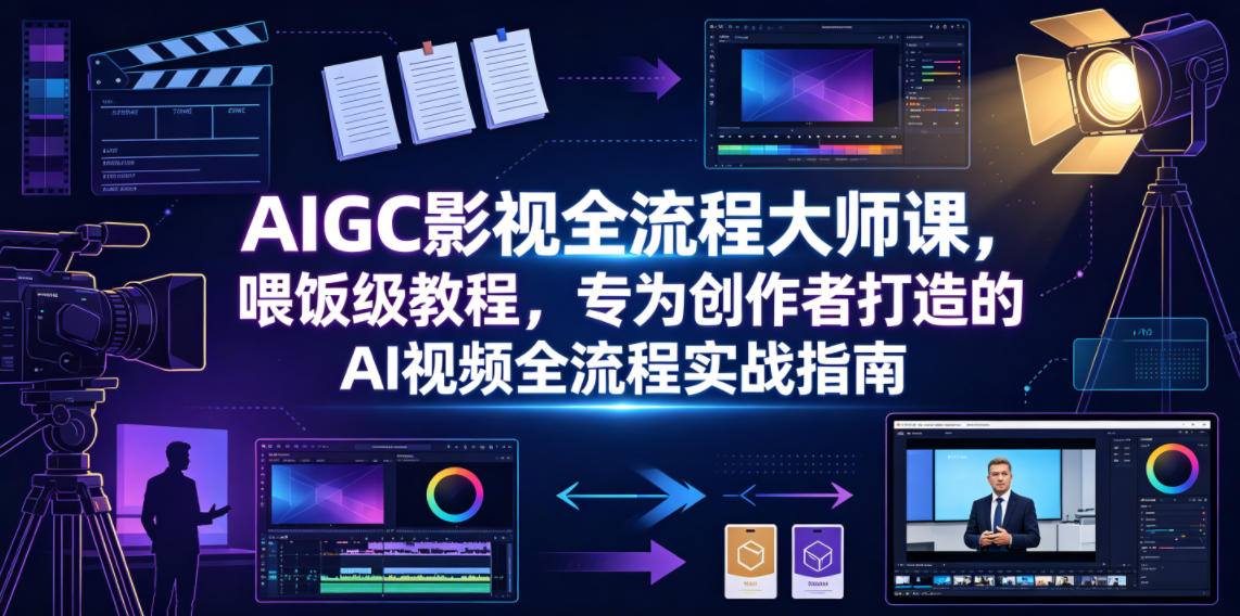 AIGC影视全流程大师课,喂饭级教程,专为创作者打造的AI视频全流程实战指南汇创网-网创项目_汇创网_中创网_福缘网_冒泡网_网创项目平台汇创网