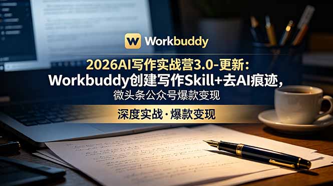 （18995期）2026AI写作实战营3.0-更新：Workbuddy创建写作Skill+去AI痕迹，微头条公众号爆款变现汇创网-网创项目_汇创网_中创网_福缘网_冒泡网_网创项目平台汇创网