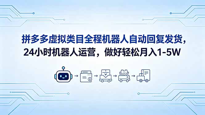(18715期)拼多多虚拟类目全程机器人自动回复发货,24 小时机器人运营,做好轻松月入 1-5W汇创网-网创项目_汇创网_中创网_福缘网_冒泡网_网创项目平台汇创网