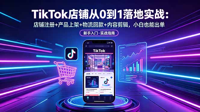 （18862期）TikTok店铺从0到1落地实战：店铺注册+产品上架+物流回款+内容剪辑，小白也能出单汇创网-网创项目_汇创网_中创网_福缘网_冒泡网_网创项目平台汇创网