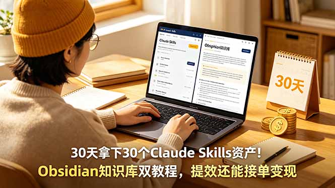 (18886期)30天拿下30个Claude Skills资产!Obsidian知识库双教程,提效还能接单变现汇创网-网创项目_汇创网_中创网_福缘网_冒泡网_网创项目平台汇创网