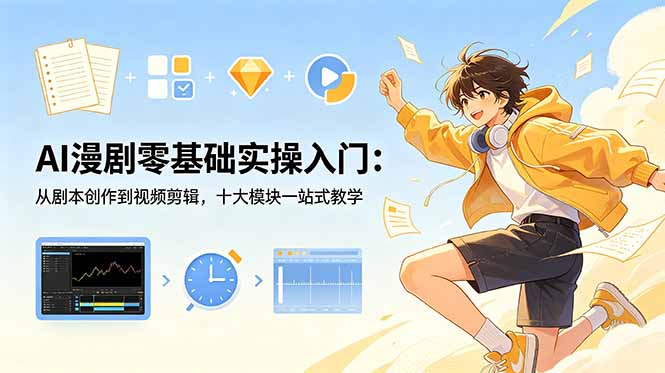 （18812期）AI漫剧零基础实操入门：从剧本创作到视频剪辑，十大模块一站式教学汇创网-网创项目_汇创网_中创网_福缘网_冒泡网_网创项目平台汇创网