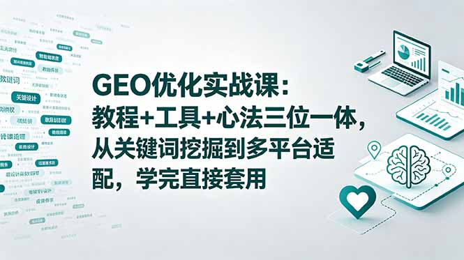 （18717期）GEO优化实战课：教程+工具+心法三位一体，从关键词挖掘到多平台适配，学完直接套用汇创网-网创项目_汇创网_中创网_福缘网_冒泡网_网创项目平台汇创网