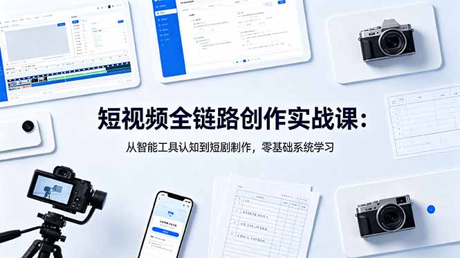 （18683期）短视频全链路创作实战课：从智能工具认知到短剧制作，零基础系统学习汇创网-网创项目_汇创网_中创网_福缘网_冒泡网_网创项目平台汇创网