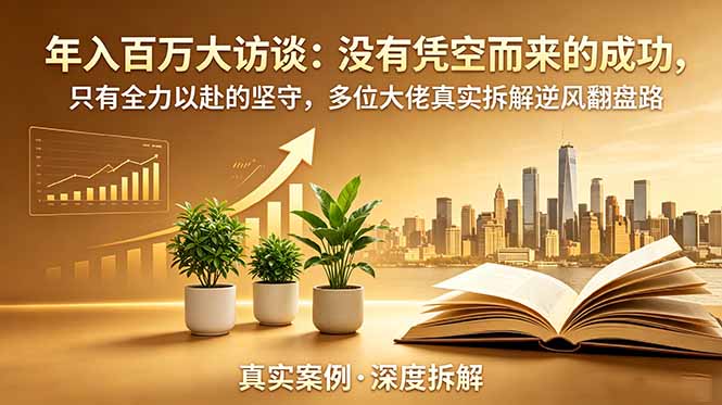 (18891期)年入百万大访谈-更新:没有凭空而来的成功,只有全力以赴的坚守,多位大佬真实拆解逆风翻盘路汇创网-网创项目_汇创网_中创网_福缘网_冒泡网_网创项目平台汇创网