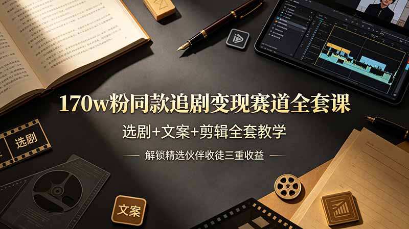 （19123期）170w粉博主同款追剧变现赛道全套课，选剧+文案+剪辑全套教学，解锁精选伙伴收徒三重收益汇创网-网创项目_汇创网_中创网_福缘网_冒泡网_网创项目平台汇创网