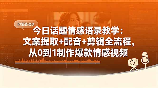 （18719期）今日话题情感语录教学：文案提取+配音+剪辑全流程，从0到1制作爆款情感视频汇创网-网创项目_汇创网_中创网_福缘网_冒泡网_网创项目平台汇创网
