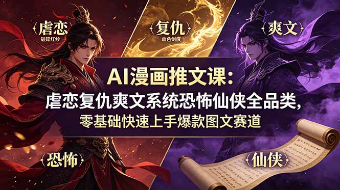 （19060期）AI漫画推文课：虐恋复仇爽文系统恐怖仙侠全品类，零基础快速上手爆款图文赛道汇创网-网创项目_汇创网_中创网_福缘网_冒泡网_网创项目平台汇创网