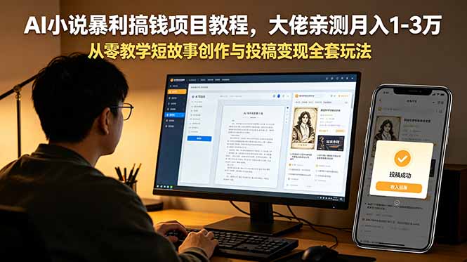 (18898期)AI小说暴利搞钱项目教程,大佬亲测月入1-3万,从零教学短故事创作与投稿变现全套玩法汇创网-网创项目_汇创网_中创网_福缘网_冒泡网_网创项目平台汇创网