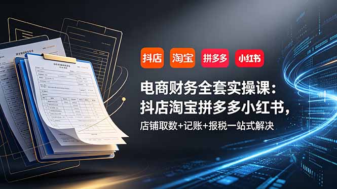 （19001期）电商财务全套实操课：抖店淘宝拼多多小红书，店铺取数+记账+报税一站式解决汇创网-网创项目_汇创网_中创网_福缘网_冒泡网_网创项目平台汇创网