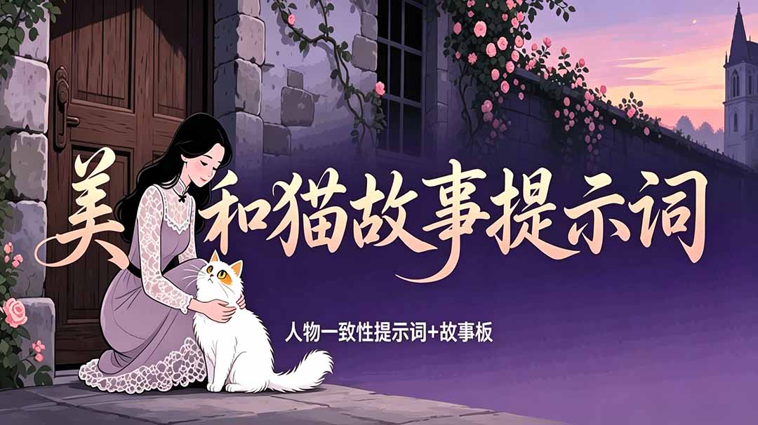 (18909期)美女和猫故事提示词,人物一致性提示词+故事板汇创网-网创项目_汇创网_中创网_福缘网_冒泡网_网创项目平台汇创网