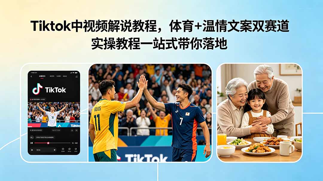 （18910期）Tiktok中视频解说教程，体育+温情文案双赛道实操教程一站式带你落地汇创网-网创项目_汇创网_中创网_福缘网_冒泡网_网创项目平台汇创网