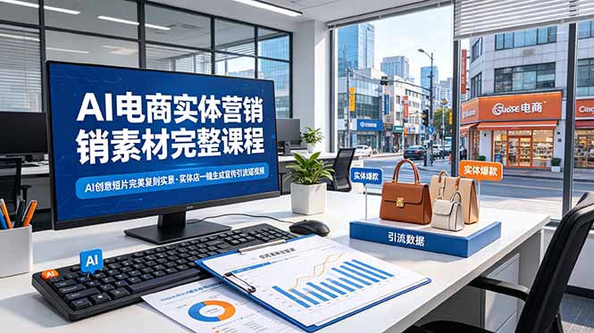（19076期）AI电商实体营销素材完整课程，AI创意短片完美复刻实景，实体店一键生成宣传引流短视频汇创网-网创项目_汇创网_中创网_福缘网_冒泡网_网创项目平台汇创网