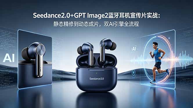 （18730期）Seedance2.0+GPT Image2蓝牙耳机宣传片实战：静态精修到动态成片，双AI引擎全流程汇创网-网创项目_汇创网_中创网_福缘网_冒泡网_网创项目平台汇创网