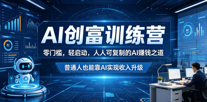 AI创富训练营,零门槛,轻启动,人人可复制的AI賺钱之道,普通人也能靠AI实现收入升级汇创网-网创项目_汇创网_中创网_福缘网_冒泡网_网创项目平台汇创网