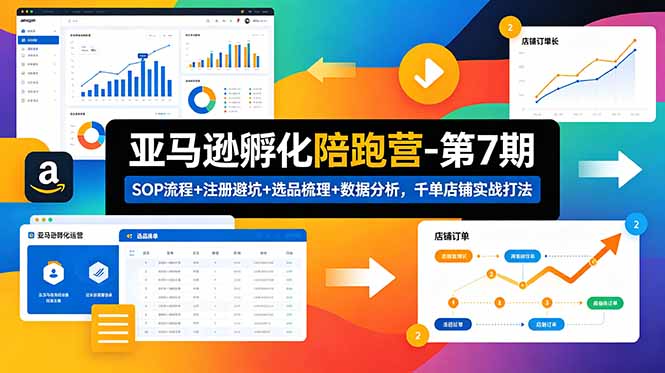 （18752期）亚马逊孵化陪跑营-第7期：SOP流程+注册避坑+选品梳理+数据分析，千单店铺实战打法汇创网-网创项目_汇创网_中创网_福缘网_冒泡网_网创项目平台汇创网