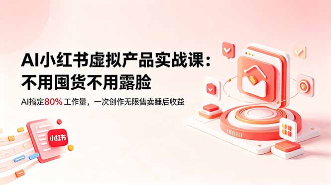 （18818期）AI小红书虚拟产品实战课-更新：不用囤货不用露脸，AI搞定80%工作量，一次创作无限售卖睡后收益汇创网-网创项目_汇创网_中创网_福缘网_冒泡网_网创项目平台汇创网